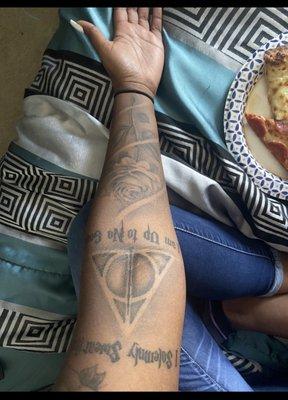 My Last 2, EVERYONE compliments the rose. Harry Potter fans LOVE the deathly hallows tat. Love them!