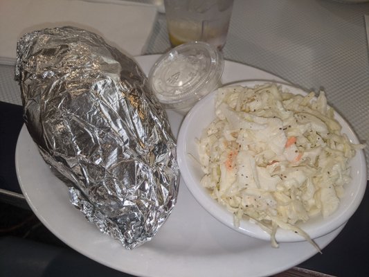 Baked potato and coleslaw