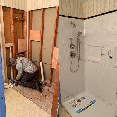 Shower Installation - before and after