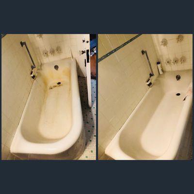 Before and after... getting rid of tubs stains are par for the course.