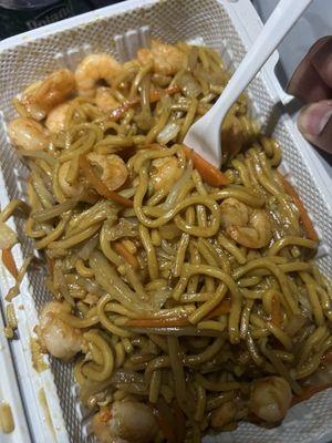 Shrimp lo mein I added extra shrimp for two dollars more