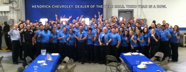 Chevrolet Dealer of the Year three years in a row.