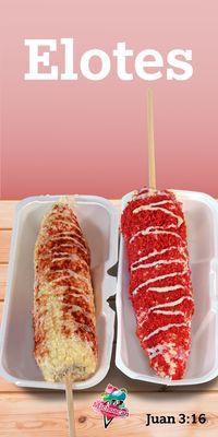 Elotes enteros con hot Cheetos