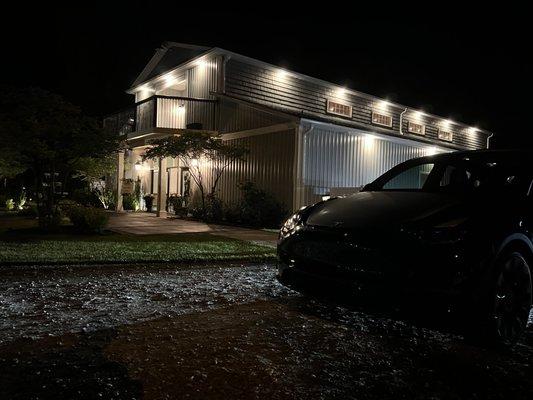 Clean Modern Electric getaway car for the end of your wedding day.