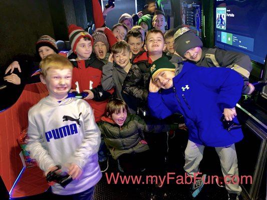 The kids had a great time in the climate controlled Game Truck in the cold winter.