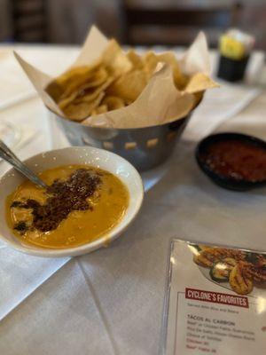 Happy Hour Queso with ground beef