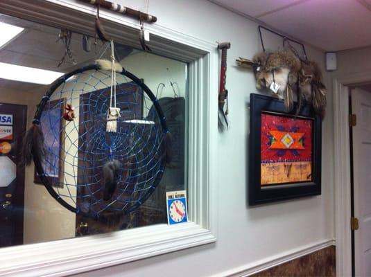 Authentic native paintings and four bear dream catcher!