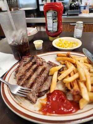 T-bone fries corn