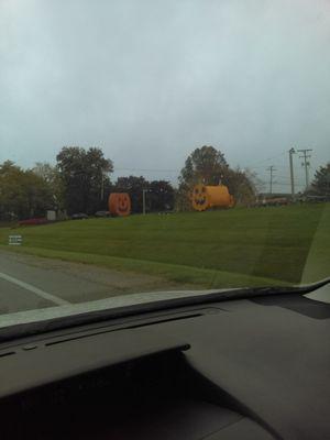 Halloween decorations on the property in October