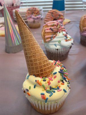 Upside down ice cream cupcake