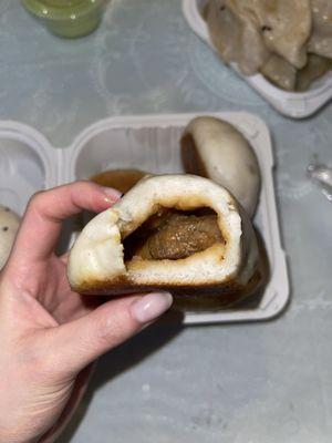 Inside of pan pork dumpling