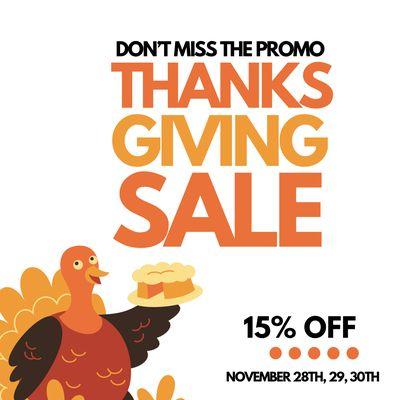 Thanksgiving Weekend Promotion 20% OFF any key services.