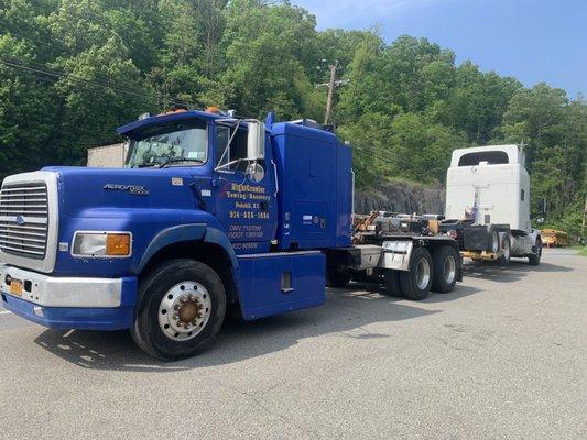 hauling a peterbuilt semi