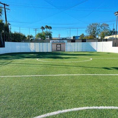 Our Outdoor Soccer Arena is a multi-use space that hosts our Adult Soccer League, Youth Sports, and can also be used as a fitness space.