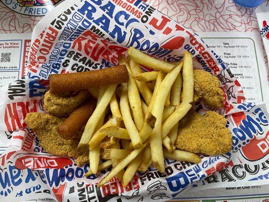 Catfish, fries and hush puppies