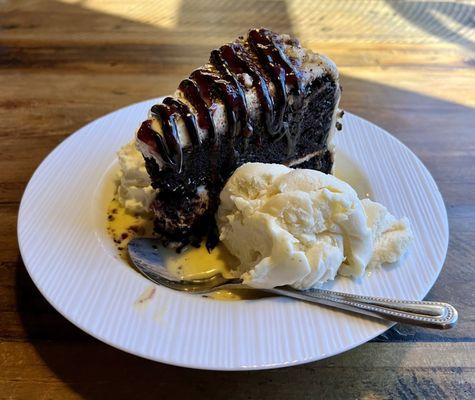 Guinness Chocolate Cake with Vanilla Ice Cream - I already took a bite!!!