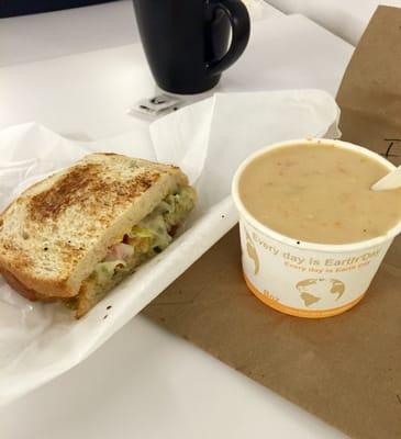 Half sandwich + 8oz. soup combo during Happy Hour = less than $5.00! Best deal evar.