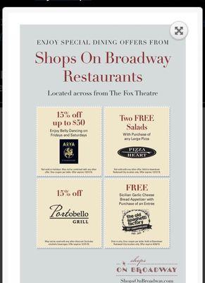 Business who support BBB - so please go take a coupon and support these restaurants when you come enjoy the show