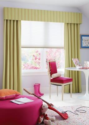 Custom drapes, great blinds and a punch of color will set your room apart.