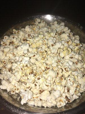 Organic popcorn in a real bowl!