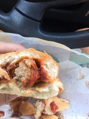 Meatball with cheese and white bread