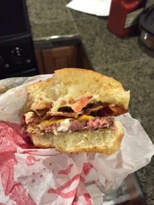 Wendy's is not properly cooking their meat!  This picture was taken from a purchase on 10/30/2015 at about 11:45pm.