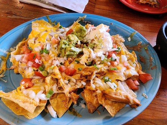 Nachos with the best onions & other fresh tomatoes and guacamole