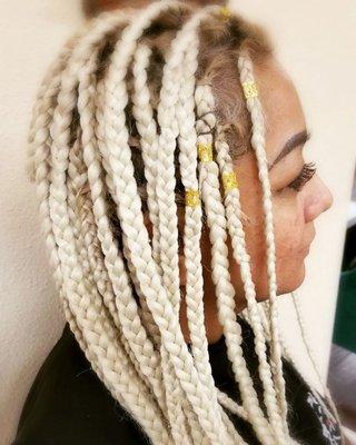 Blonde box braids; protective hairstyle