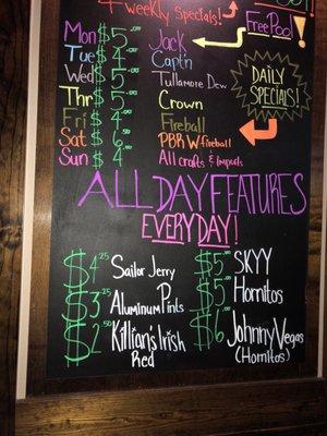 There is no food- just great daily drink specials!