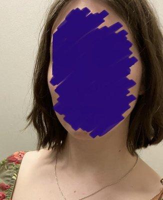 Second haircut here, styled straight.