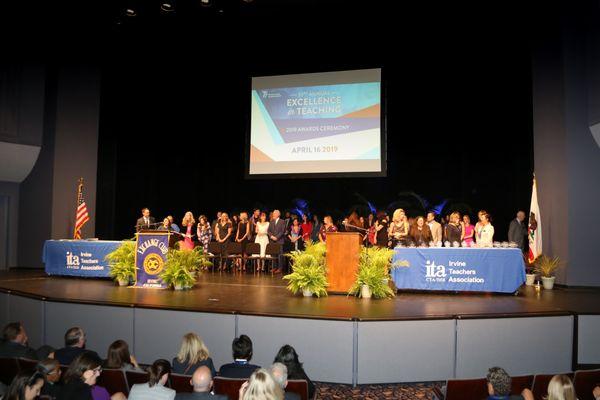 Stage during Irvine Unified School District's Excellence in Teaching Awards.