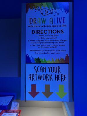 Draw Alive: your kid (or you) colors a picture and scans it in, and it comes to life on the big screen.