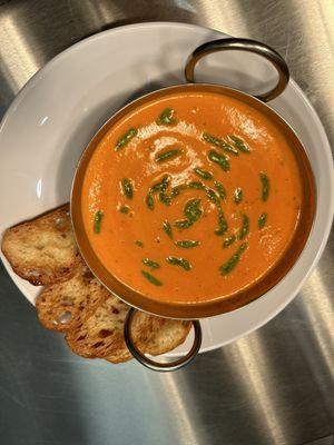 Tomato Basil Soup with Crostinis