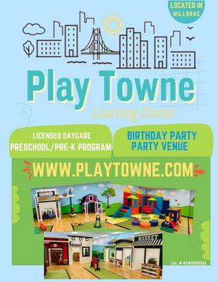 Licensed Daycare, Preschool, Pre-K program. Birthday Party, Party Venue