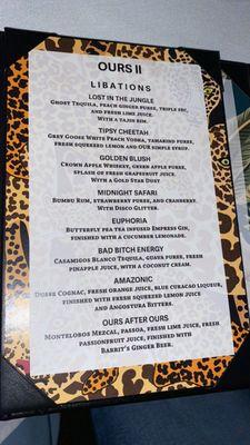 Drink menu