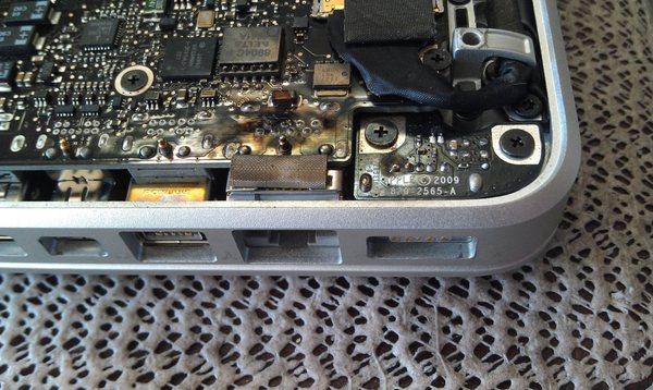 Macbook With Burnt Circuit Board on Ethernet Jack