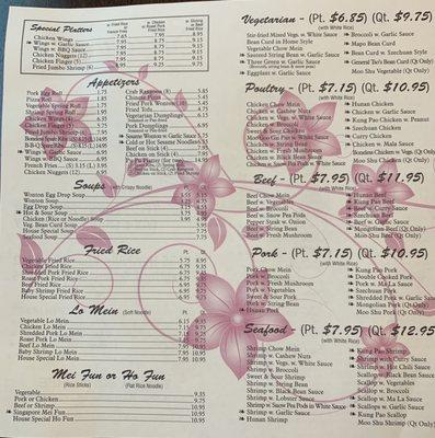 Menu (Updated May '21 with price increase)