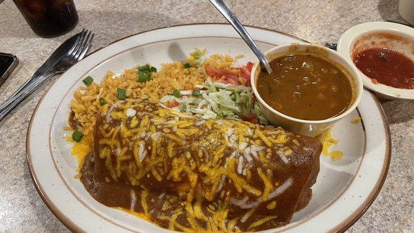 Fajita burrito and borracho beans