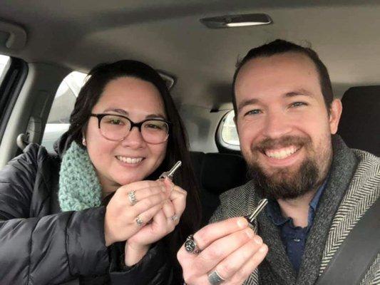 1st time home buyers in their new vintage home before Christmas