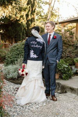 Back of the dress showing the bustle