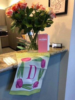 Thank you Stacey for your lovely card and flowers! You're a great patient and we're happy you love your smile