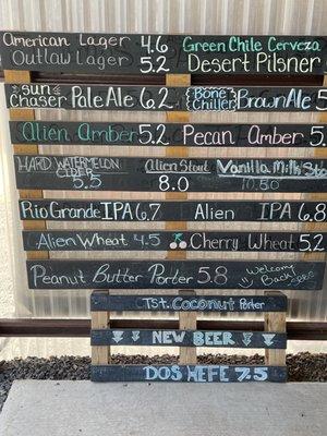 The brew list for the day.