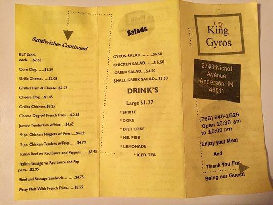 This is the REAL menu!!! (Front)