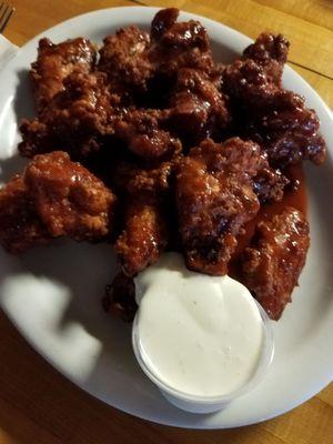 15 spicy bourbon BBQ wings. Excellent.