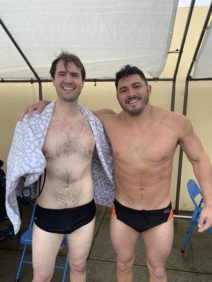 Privateers trainers celebrating after winning the annual 2019 Newark Memorial Alumni Swim Meet!