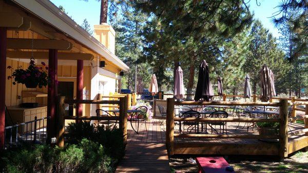 Beautiful deck and Buffalo Burgers