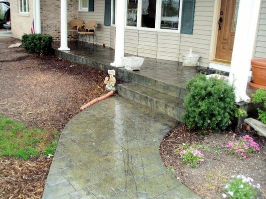 Stamped walk and porch