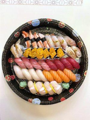 Sushi party platter for 4 with specific request for uni