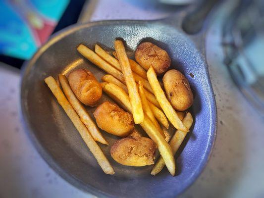 Corndog nuggets and french fries from the kids menu