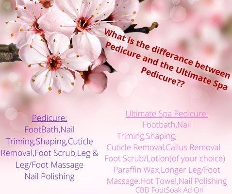 The difference between a  pedicure and an ultimate pedicure